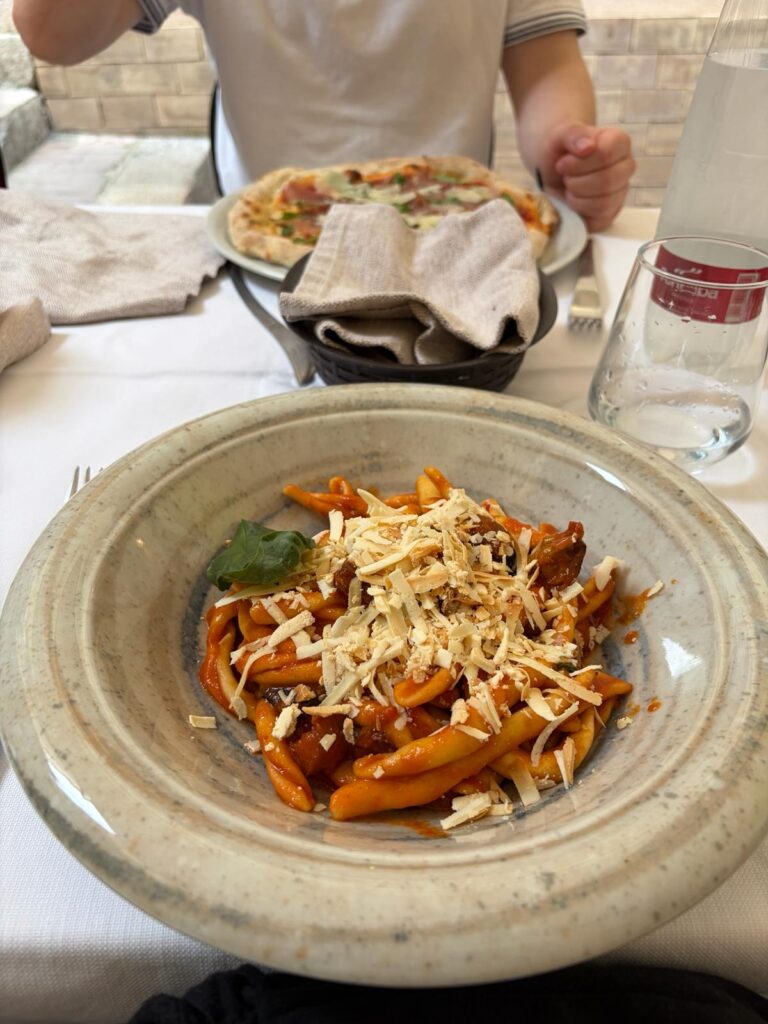 Pasta alla Norma, fel tradițional din Sicilia cu vinete prăjite și ricotta sărată cu busuioc